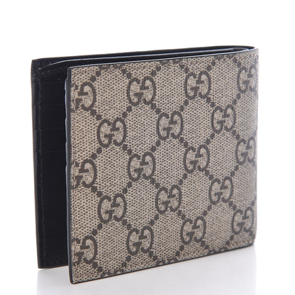 Gucci GG Supreme Monogram Selleria Calfskin Tiger Nice Bi-Fold Wallet Beige Ebony Multicolor Black 3 of 7