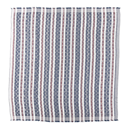 Louis Vuitton Silk Wool Monogram Mattress Stripes Shawl Blue Jean 1 of 4