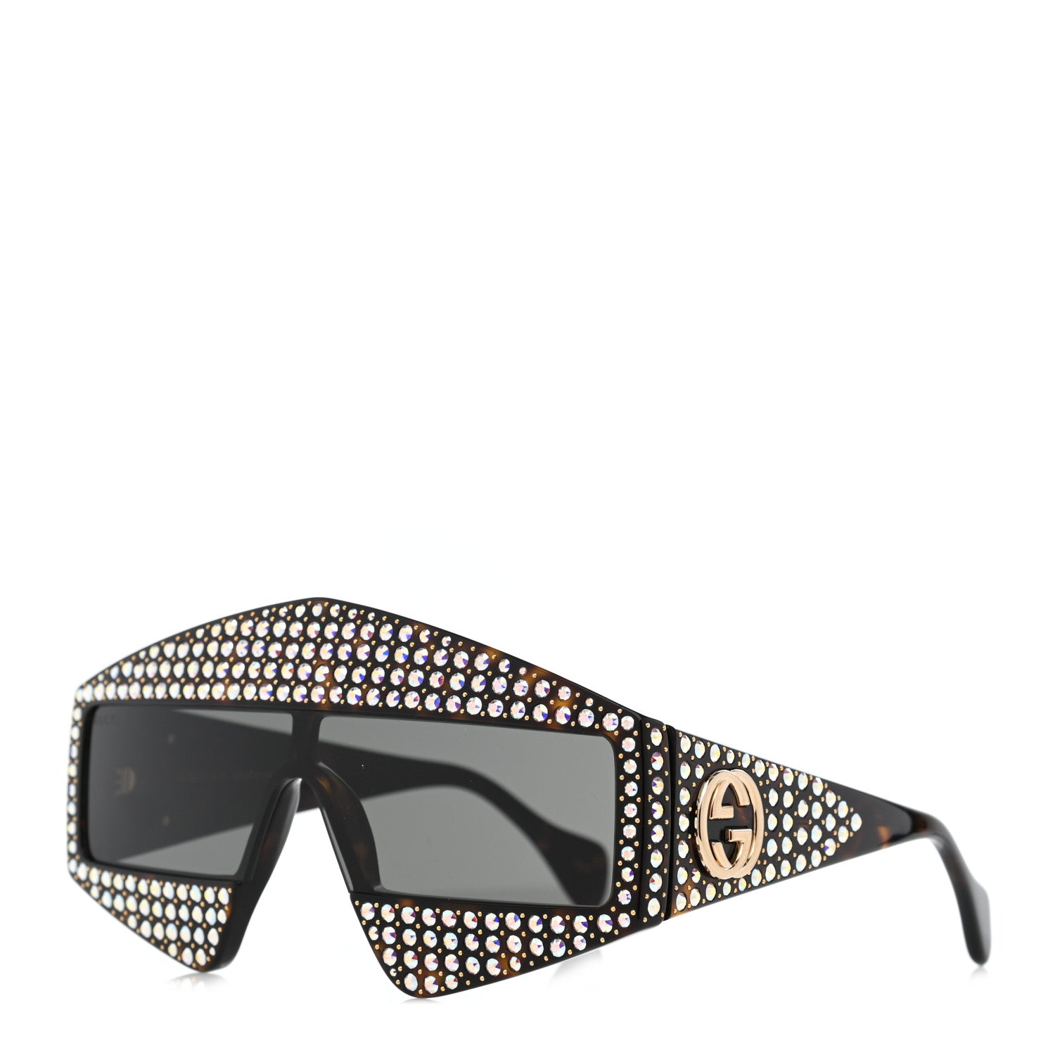 Gucci Crystal Rectangular Frame Sunglasses GG0357S Tortoiseshell 1 of 8