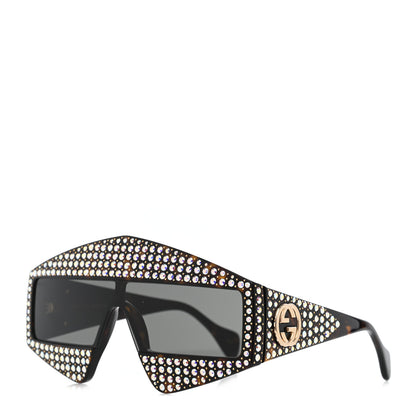 Gucci Crystal Rectangular Frame Sunglasses GG0357S Tortoiseshell 1 of 8