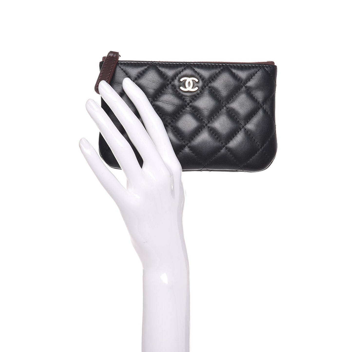 Lambskin Quilted Small Cosmetic Case Black