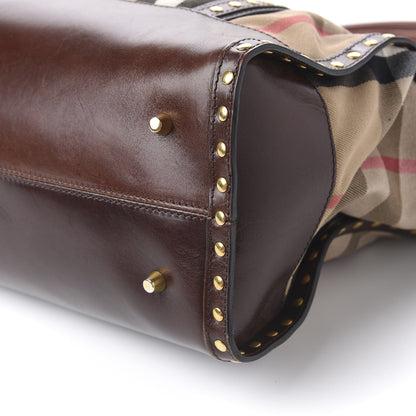 Burberry House Check Studded Large Greenham Tote Dark Tan 11 of 11