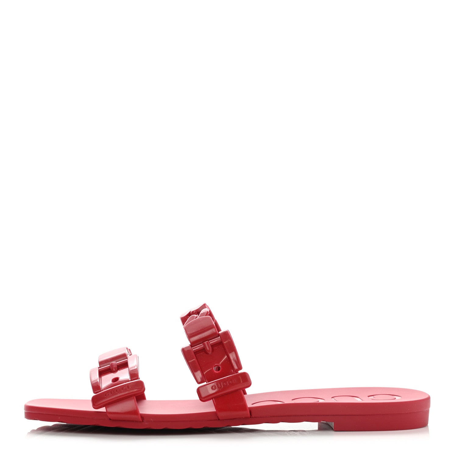 Gucci Rubber Womens Slide Sandals 37 Hibiscus Red 1 of 8