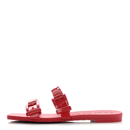 Gucci Rubber Womens Slide Sandals 37 Hibiscus Red 1 of 8