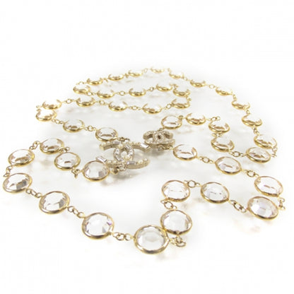 Chanel Crystal Pearl CC Strand Necklace Gold 4 of 6