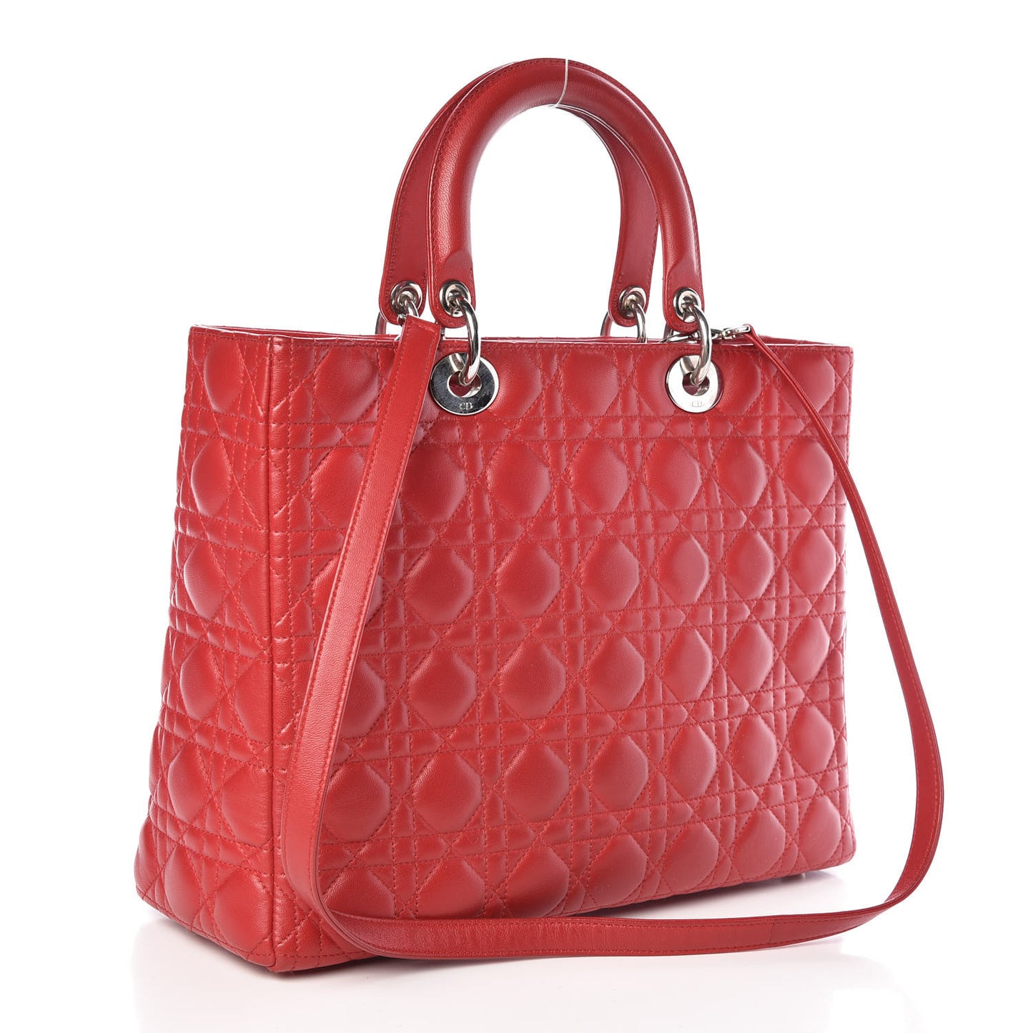 Lambskin Cannage Large Lady Dior Red