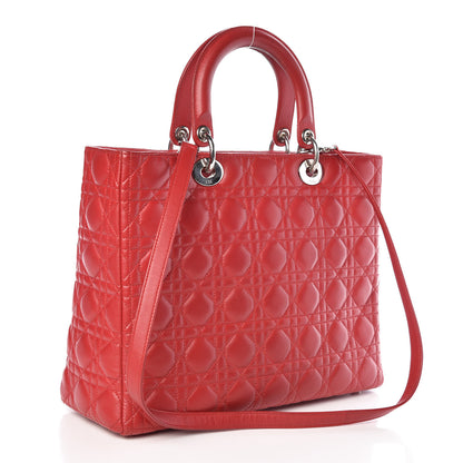 Christian Dior Lambskin Cannage Large Lady Dior Red 4 of 12