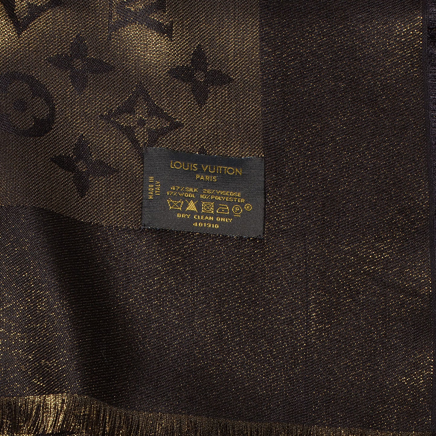 Silk Lurex Wool Monogram Shine Shawl Brown