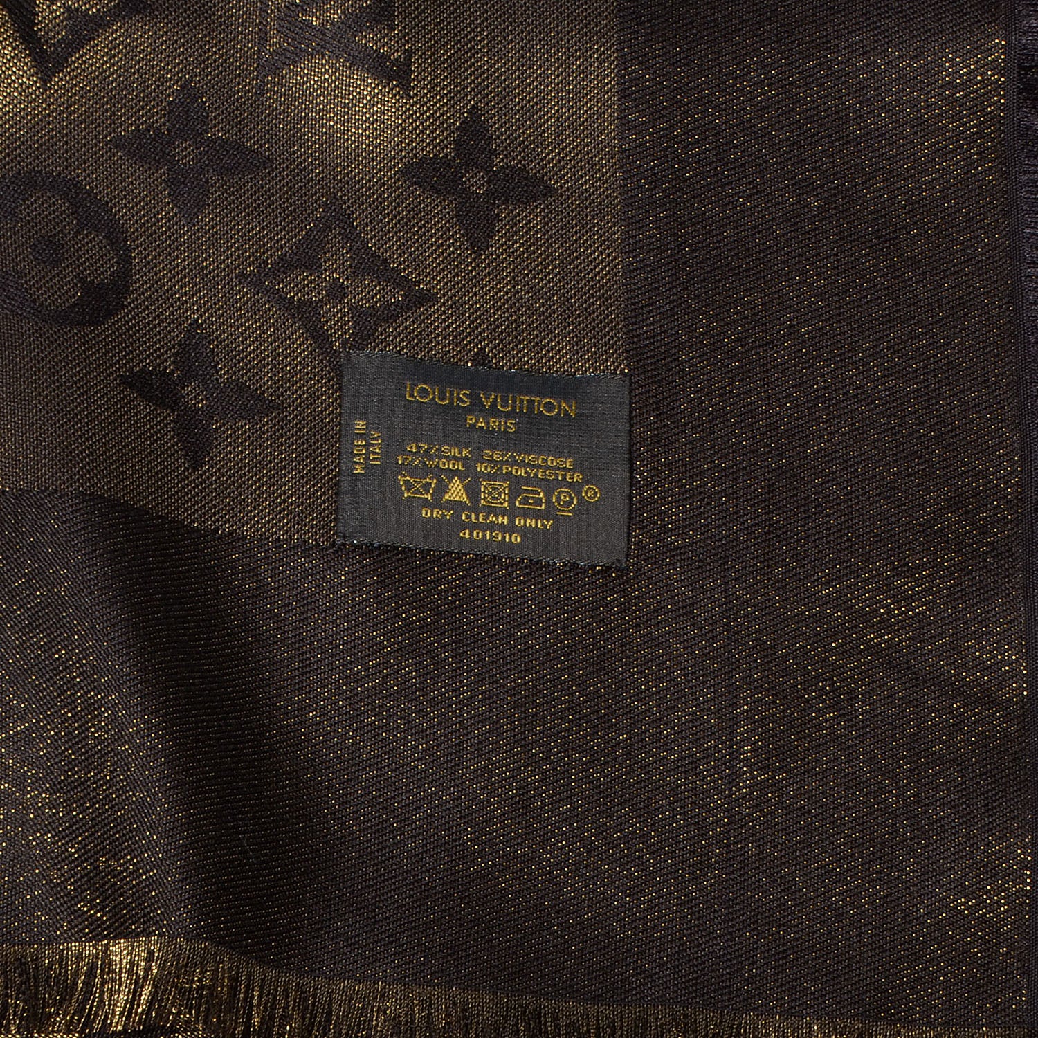 Louis Vuitton Silk Lurex Wool Monogram Shine Shawl Brown 6 of 6