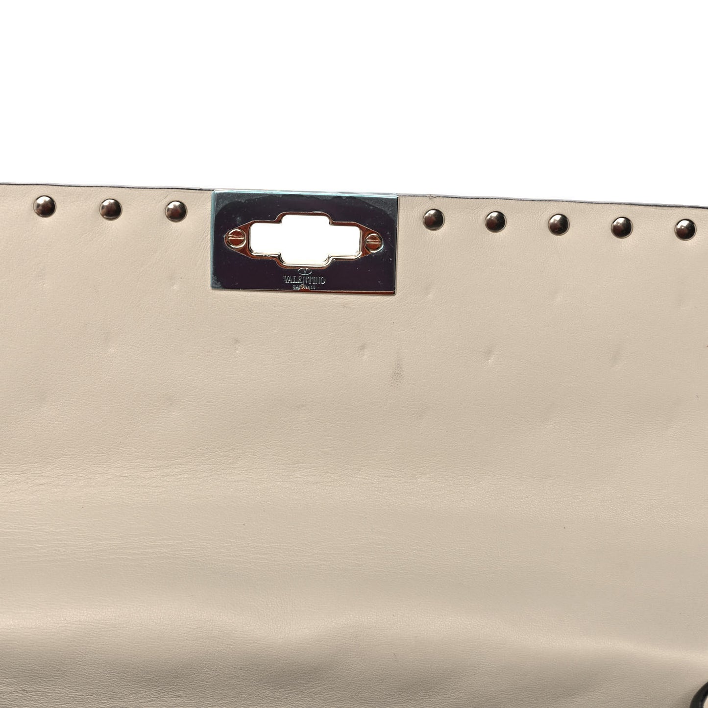 Nappa Medium Rockstud Spike Shoulder Bag Light Ivory