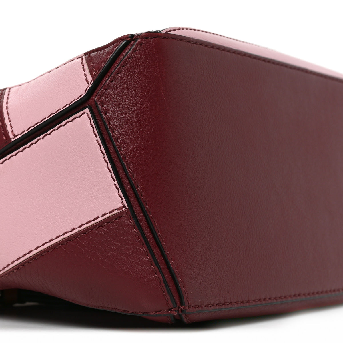 Calfskin Rugby Small Puzzle Bag Wine Pastel Pink
