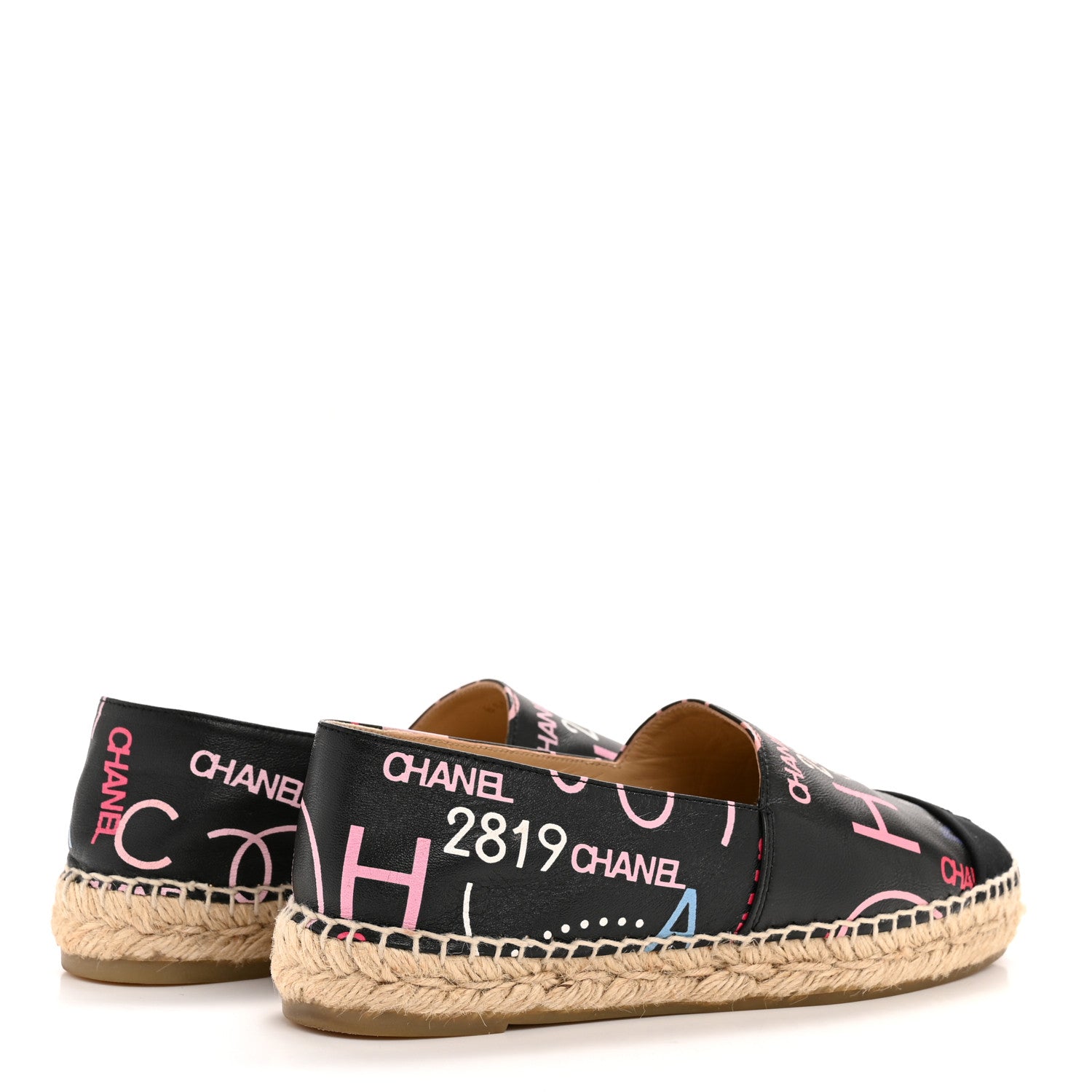 Chanel Lambskin Grosgrain Printed Espadrilles 37 Multicolor Black 5 of 11