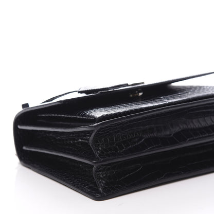 Saint Laurent Calfskin Crocodile Embossed Medium Monogram Sunset Navy 6 of 9