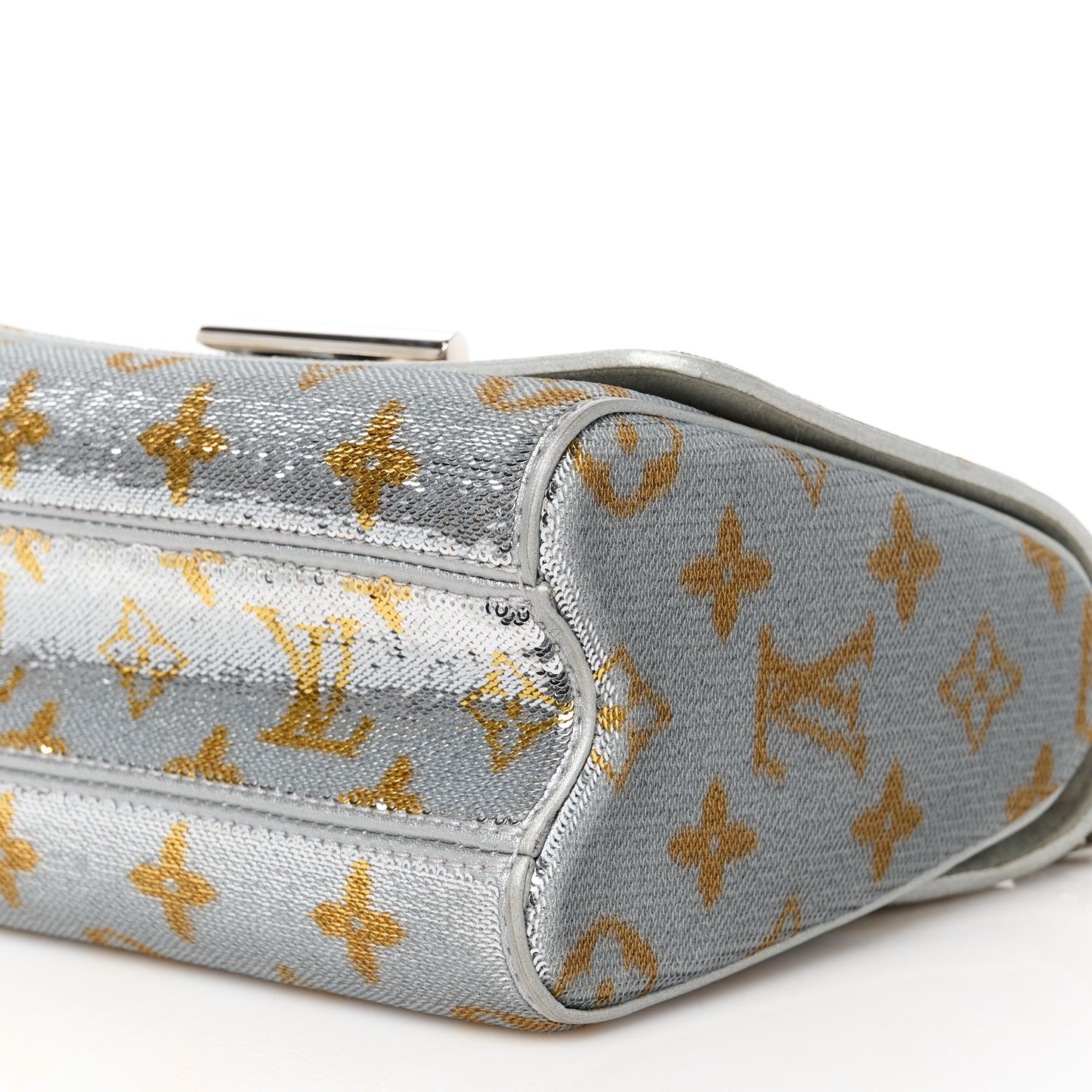 Sequins Monogram Twist Shoulder Bag PM Gold Silver