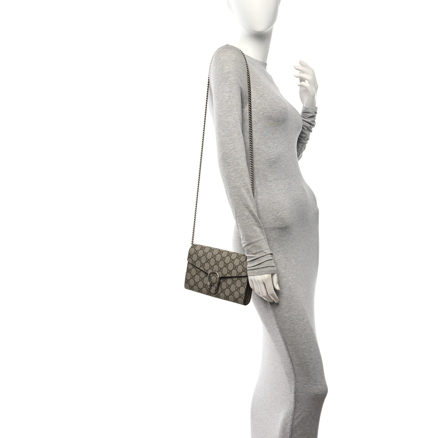 GG Supreme Monogram Mini Dionysus Chain Wallet Beige Taupe