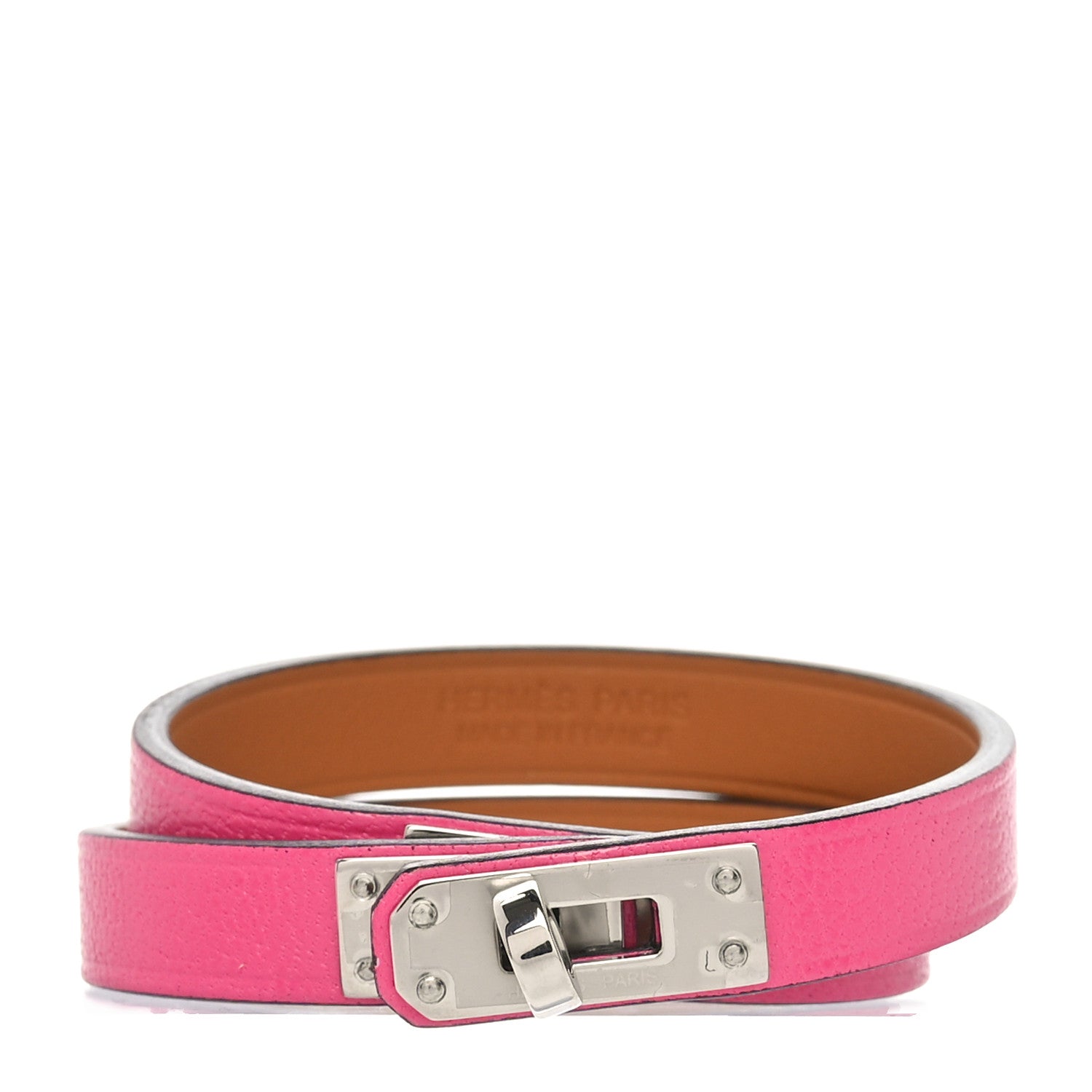 Hermes Chevre Chamkila Mini Kelly Double Tour Bracelet T1 Rose Shocking 1 of 7