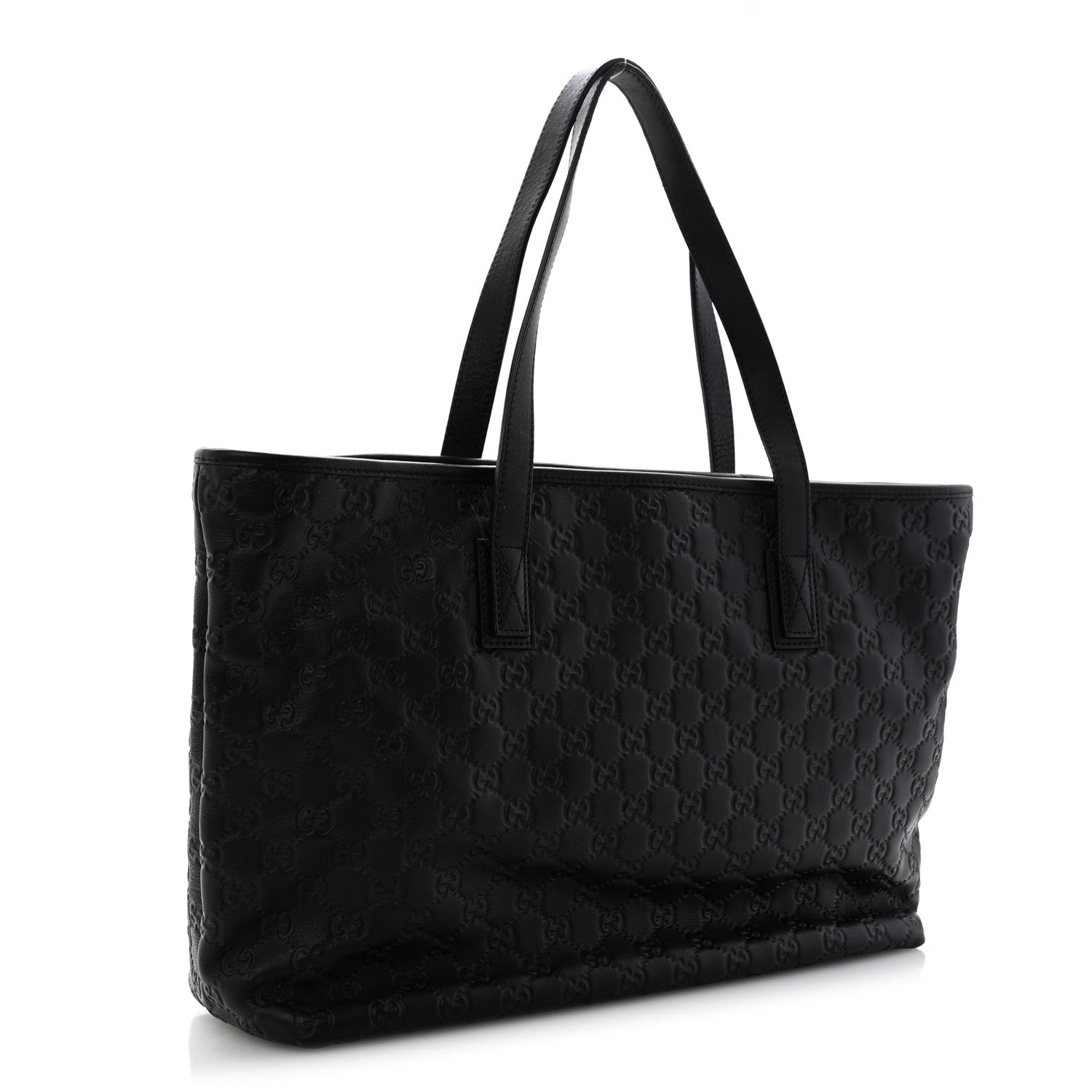 Gucci Guccissima Medium Zippered Shopping Tote Black 3 of 12