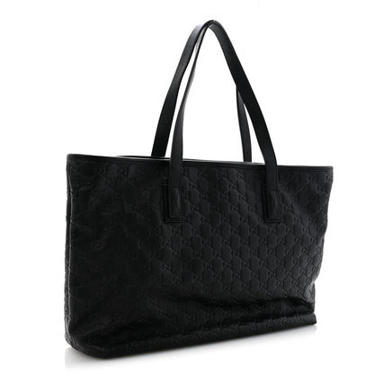 Gucci Guccissima Medium Zippered Shopping Tote Black 3 of 12