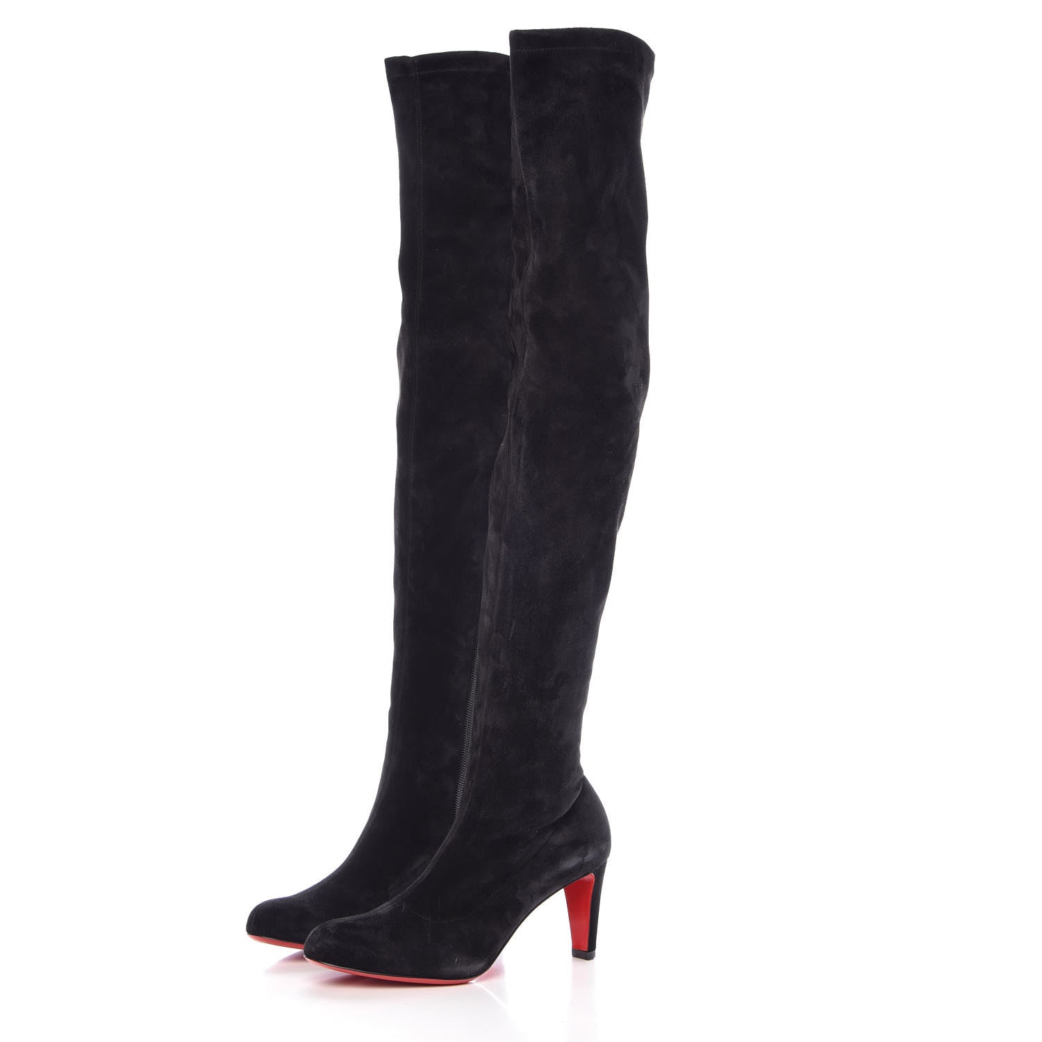 Christian Louboutin Veau Velours Alta Top 70 Over The Knee Boots 37.5 Black 3 of 7