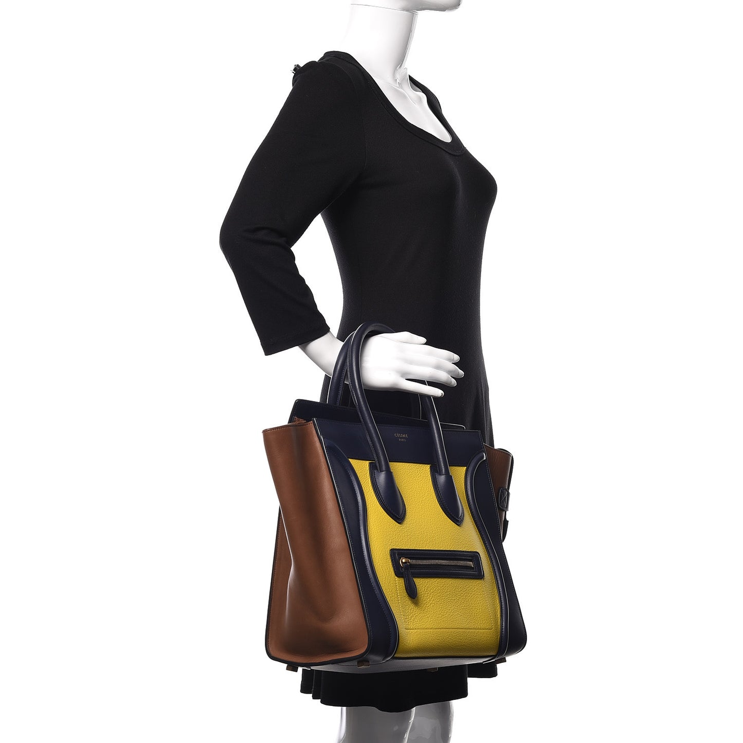 Smooth Drummed Calfskin Mini Tri-Color Luggage Yellow