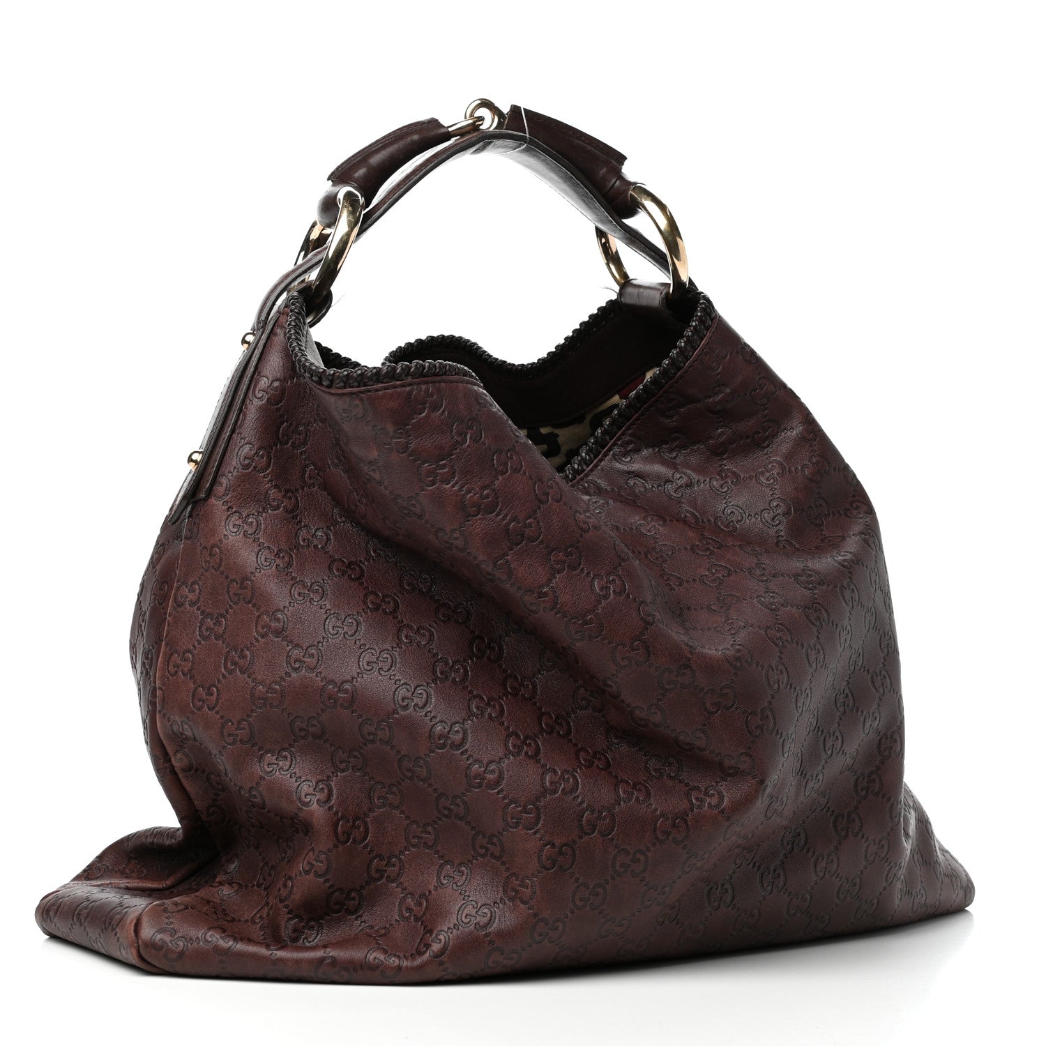 Gucci Guccissima Large Horsebit Chain Hobo Chocolate 3 of 10