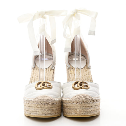 Gucci Nappa Matelasse GG Marmont Ankle Wrap Platform 35/120mm Espadrille Wedges 39 Great White 2 of 10
