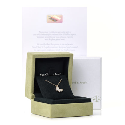 Van Cleef & Arpels 18K Yellow Gold Mother of Pearl Sweet Alhambra Butterfly Pendant Necklace 6 of 6