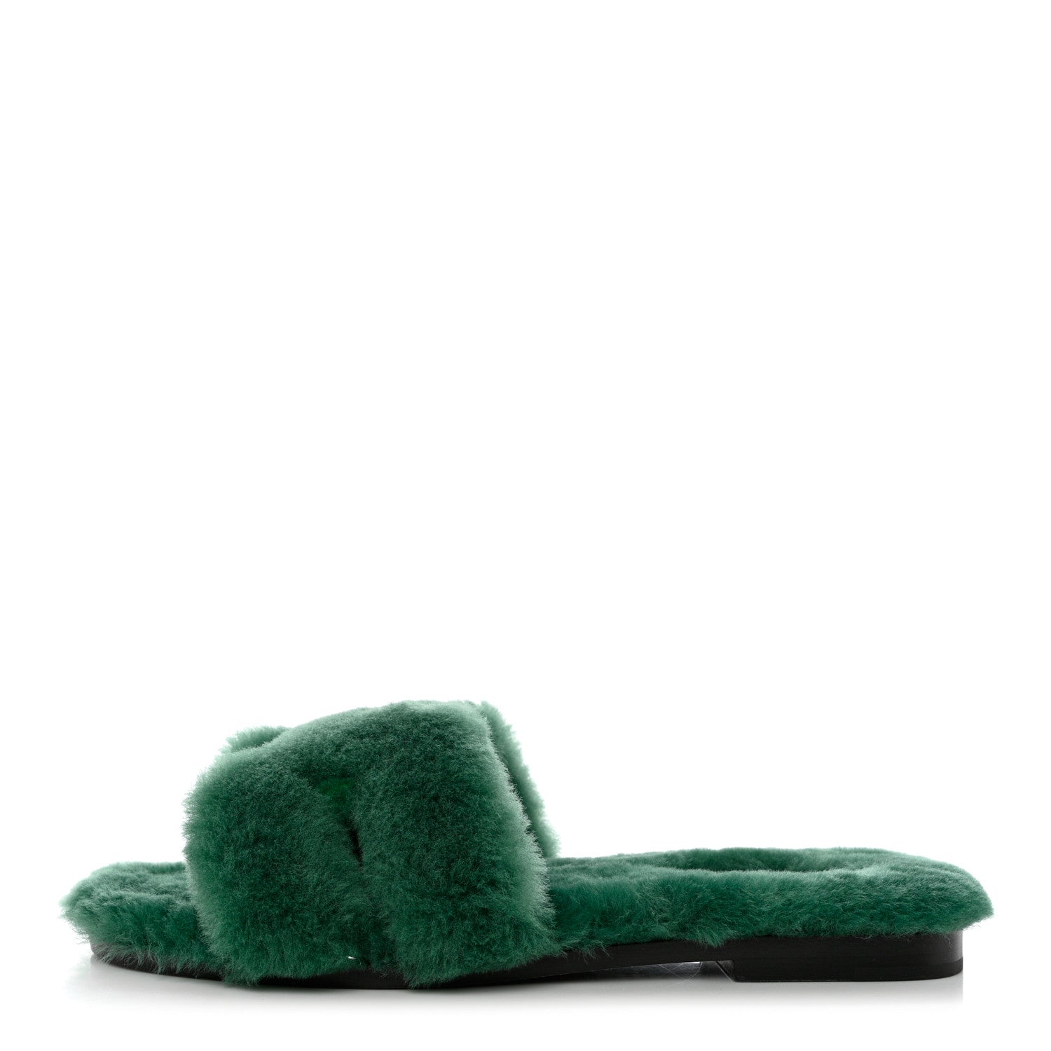 Hermes Woolskin Oran Sandals 37.5 Vert Anglais 1 of 8