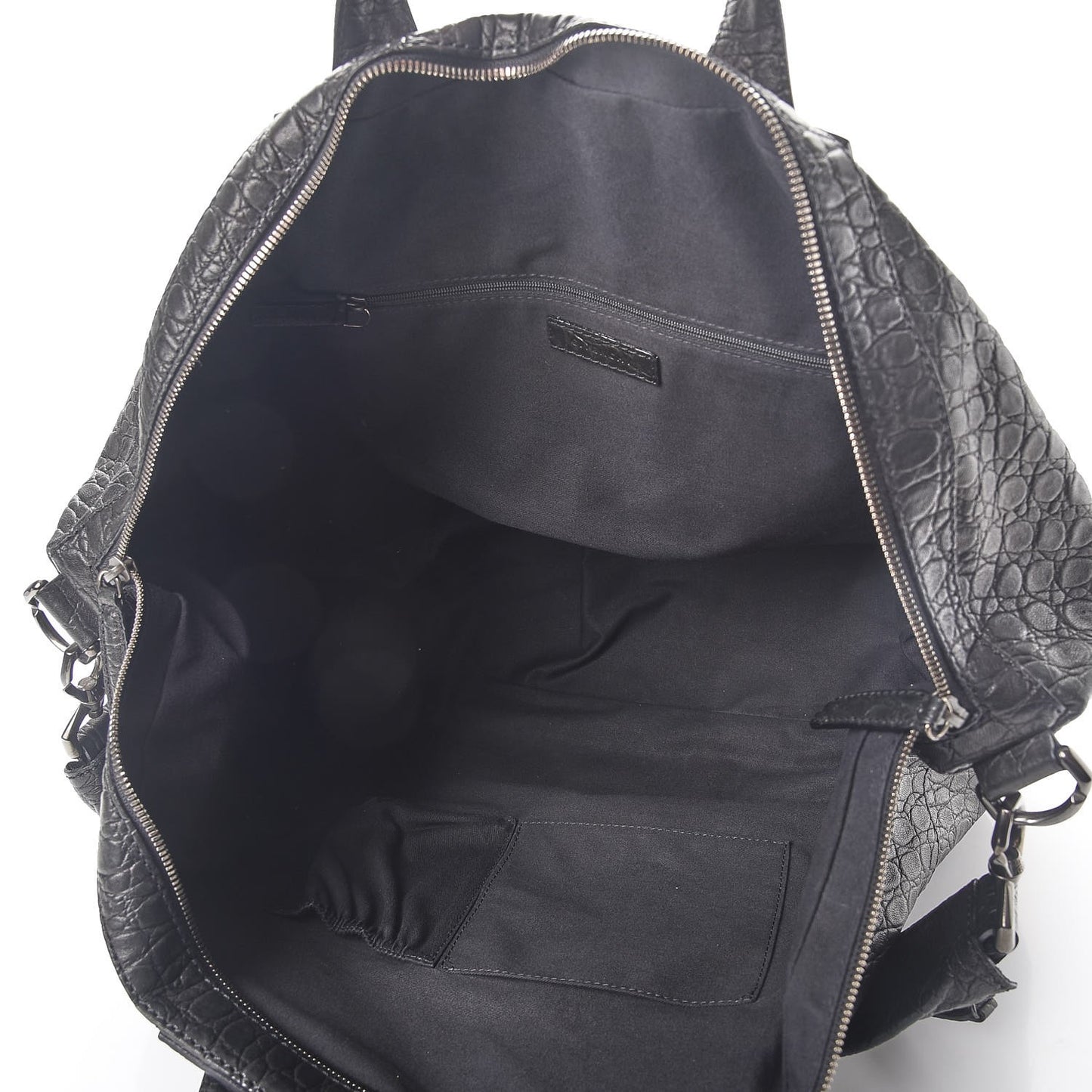 Calfskin Crocodile Embossed Large Nightingale Black