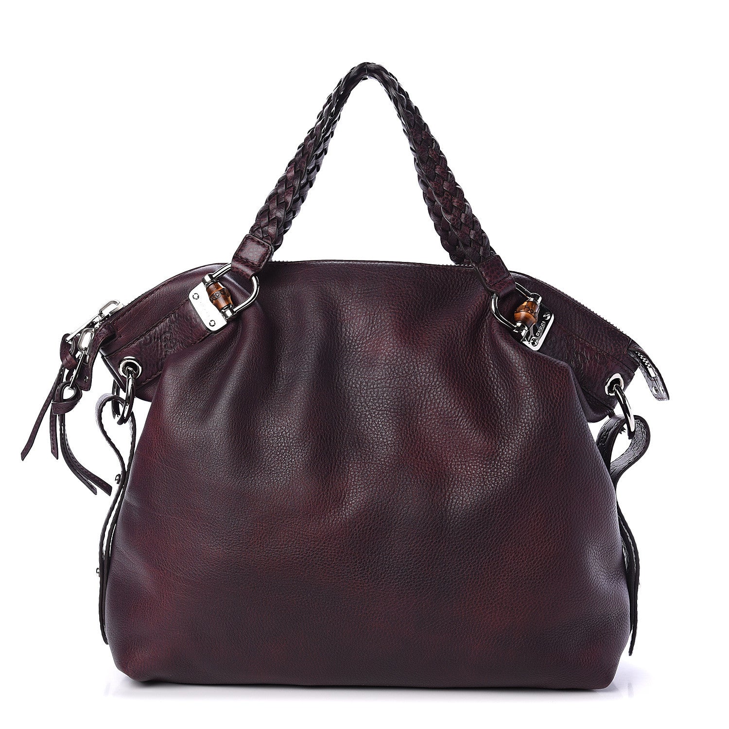 Gucci Calfskin Large Bamboo Bar Shoulder Bag Burgundy 1 of 8