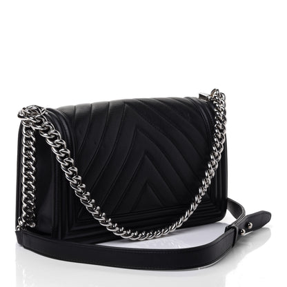 Chanel Calfskin Chevron Quilted Medium Boy Flap Black 2 of 4