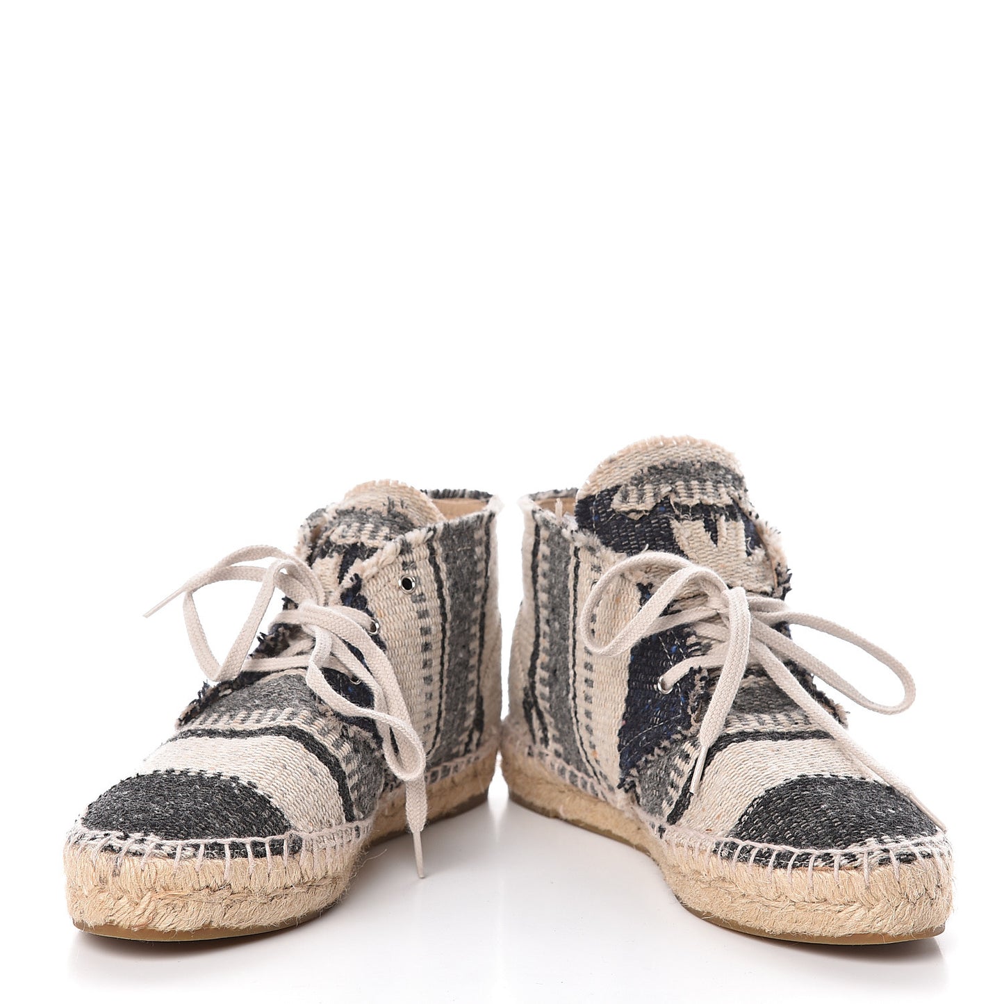 Fabric Lace Up High Top Espadrilles 37 Multicolor