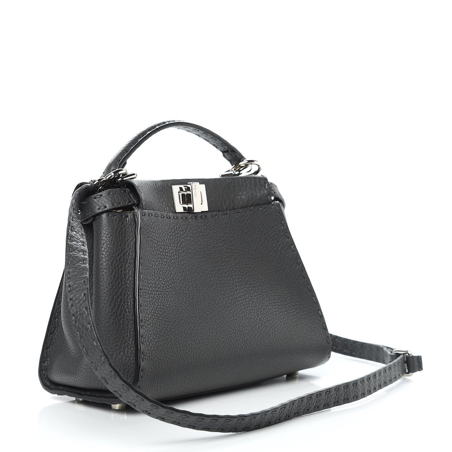 Cuoio Romano Selleria Bi-Color Mini Peekaboo Iconic Satchel Asfalto Latte