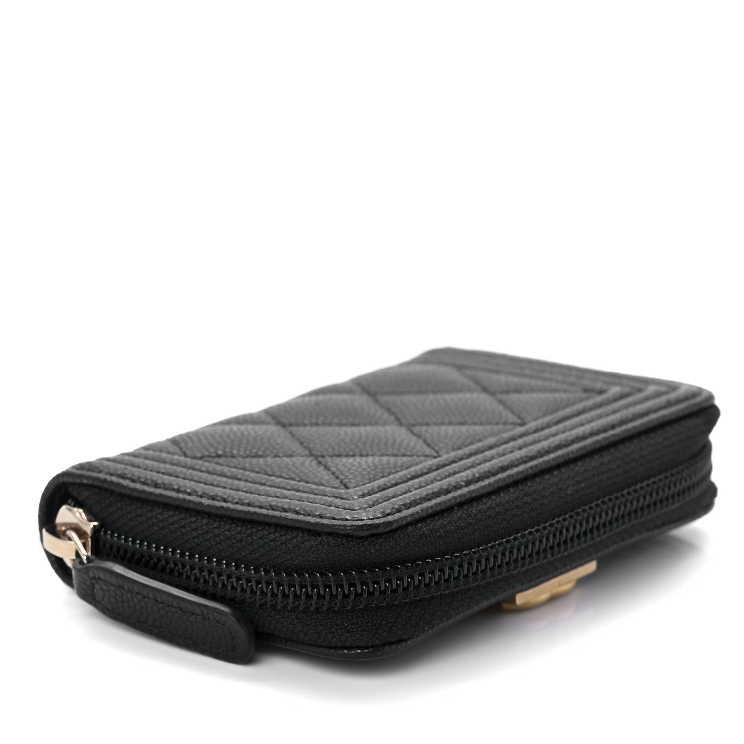 Chanel Caviar Quilted Boy Zip Around Coin Purse Wallet Black 9 of 10