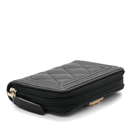 Chanel Caviar Quilted Boy Zip Around Coin Purse Wallet Black 9 of 10