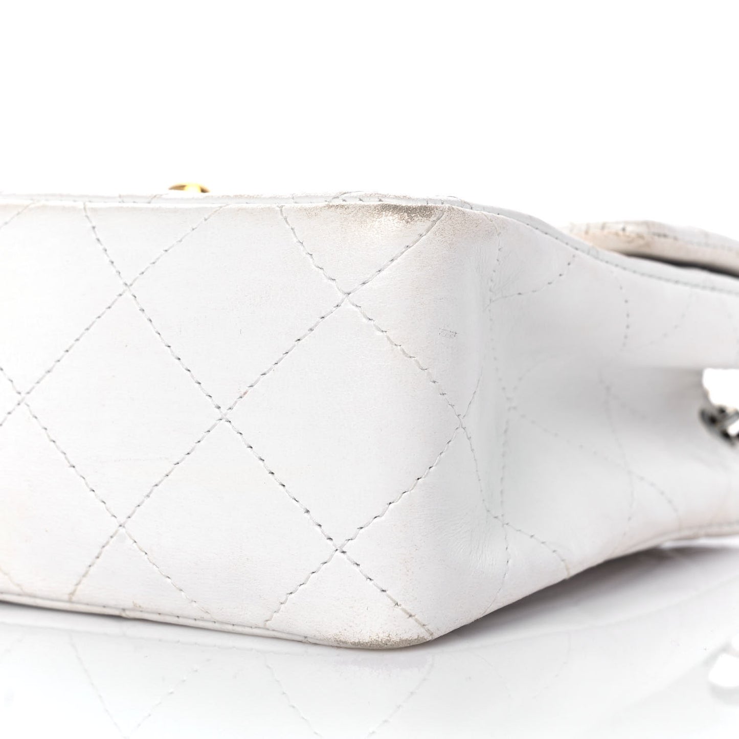 Lambskin Quilted Mini Square Flap White