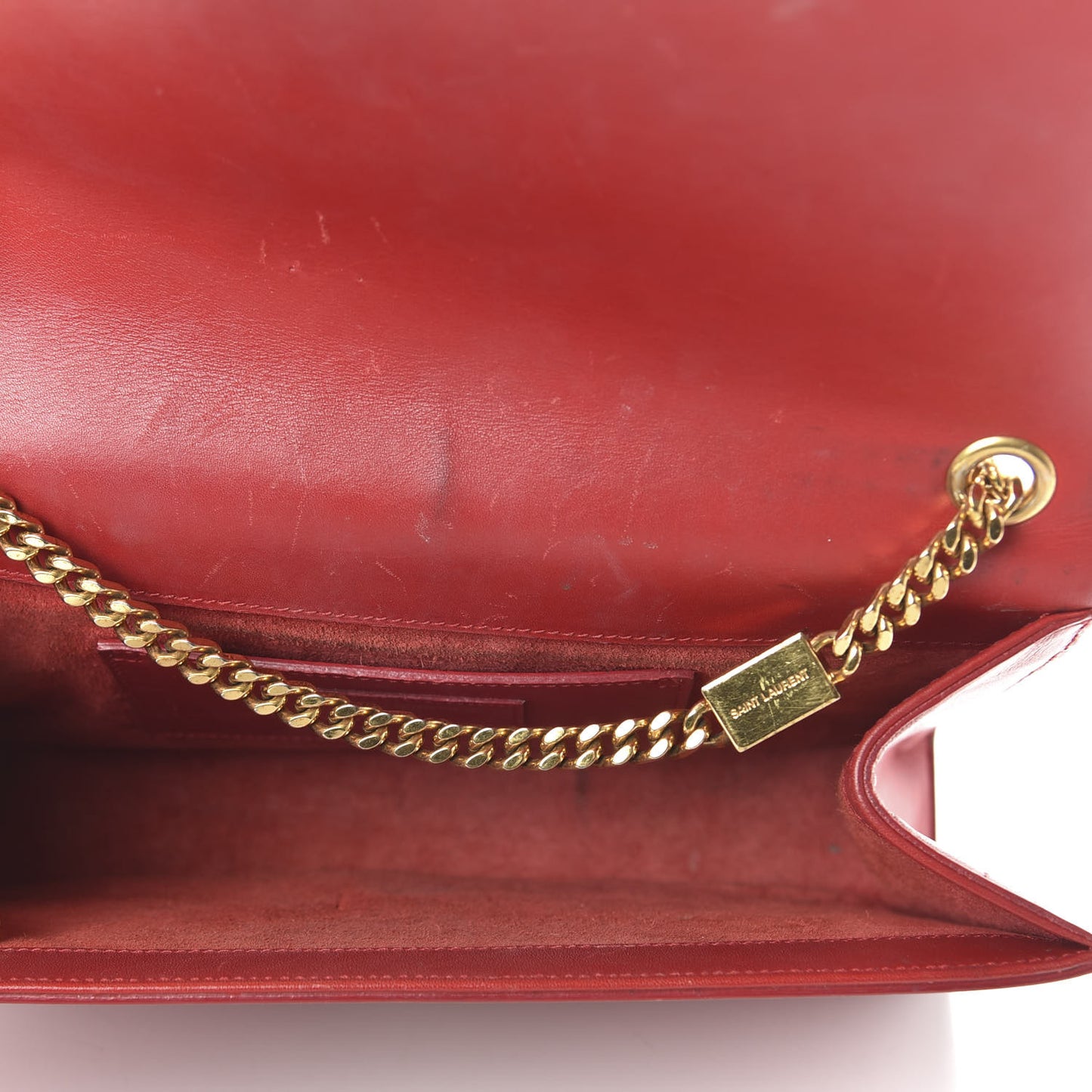 Smooth Calfskin Medium Classic Monogram Kate Tassel Satchel Lipstick Red