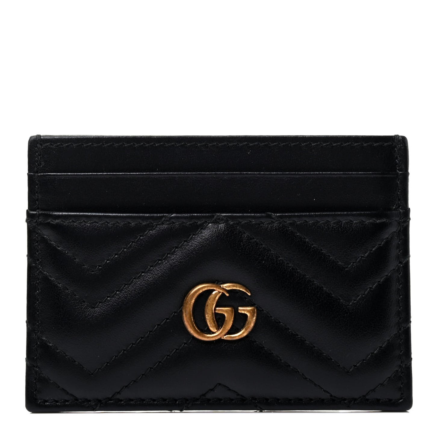Calfskin Matelasse GG Marmont Card Holder Black