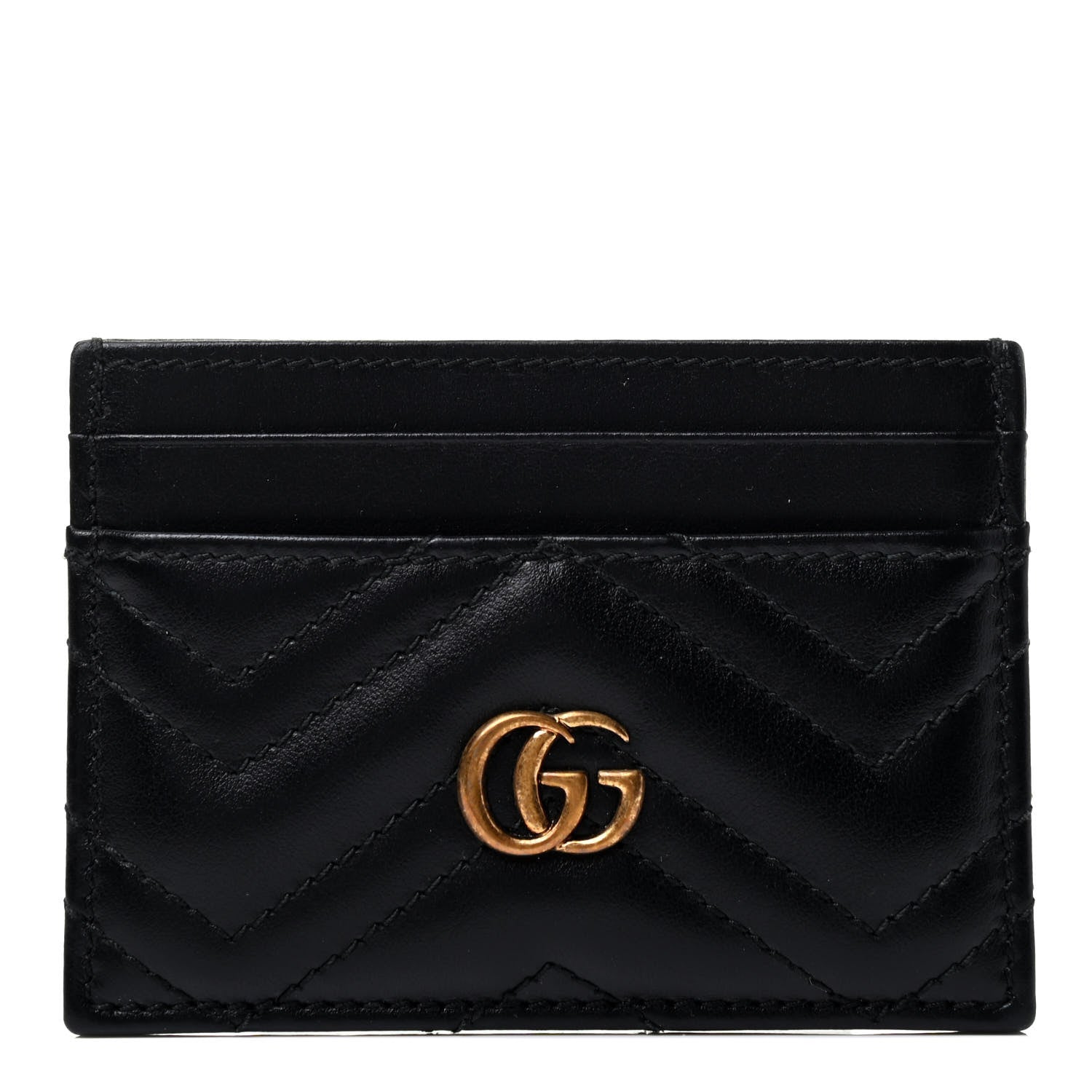Gucci Calfskin Matelasse GG Marmont Card Holder Black 1 of 4