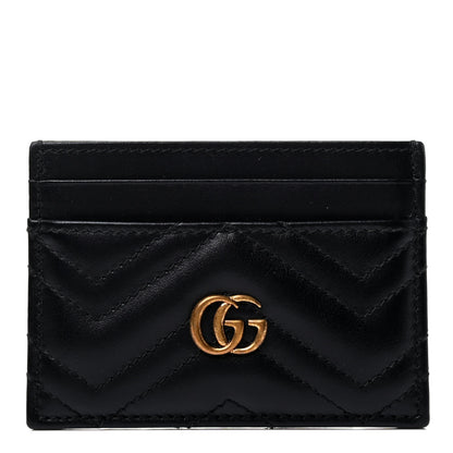 Gucci Calfskin Matelasse GG Marmont Card Holder Black 1 of 4