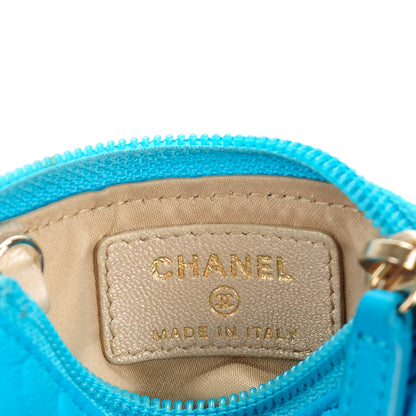 Chanel Lambskin Camellia Embossed Key Holder Case Turquoise 6 of 7