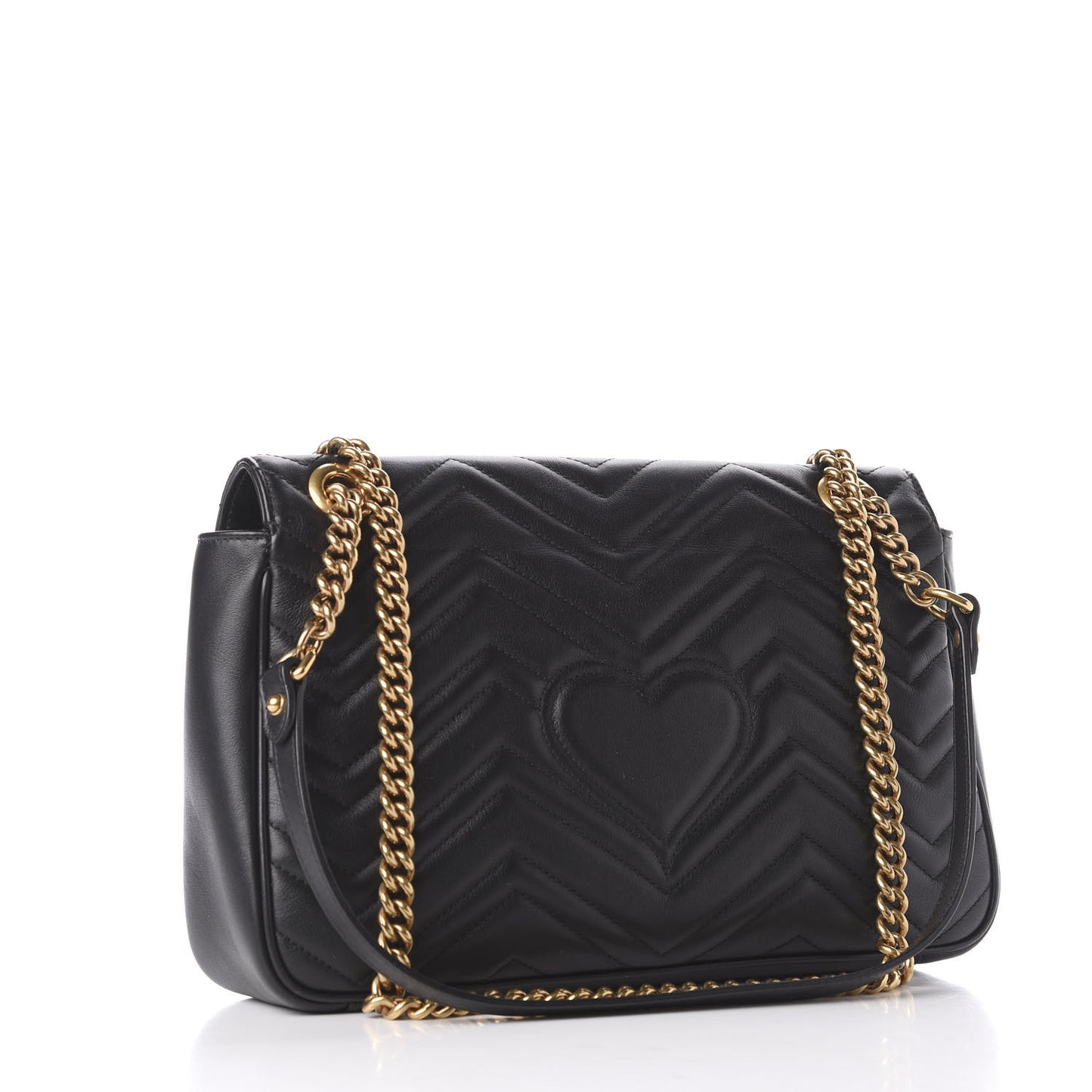 Calfskin Matelasse Medium GG Marmont Shoulder Bag Black