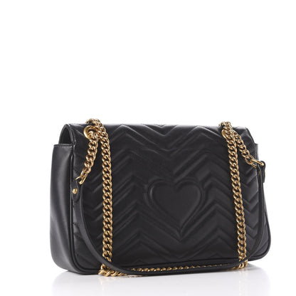 Gucci Calfskin Matelasse Medium GG Marmont Shoulder Bag Black 2 of 9
