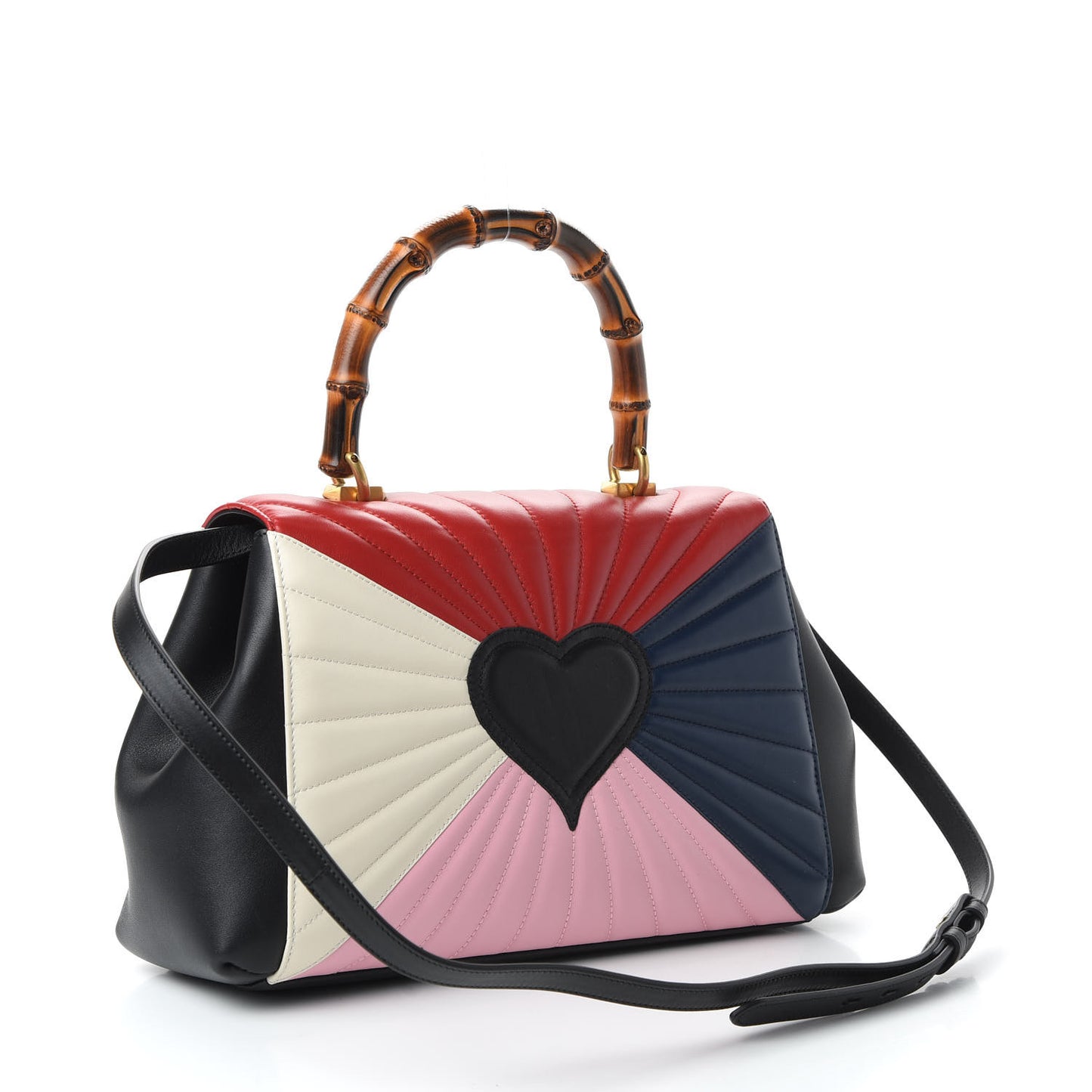 Calfskin Bamboo Trapuntata Queen Margaret Top Handle Bag Blue Agata Hibiscus Red Mystic White Sugar Pink