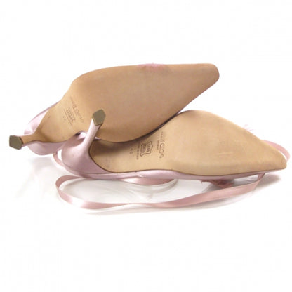 Jimmy Choo Satin Feather Lace Up Heels 40 Pink 4 of 7