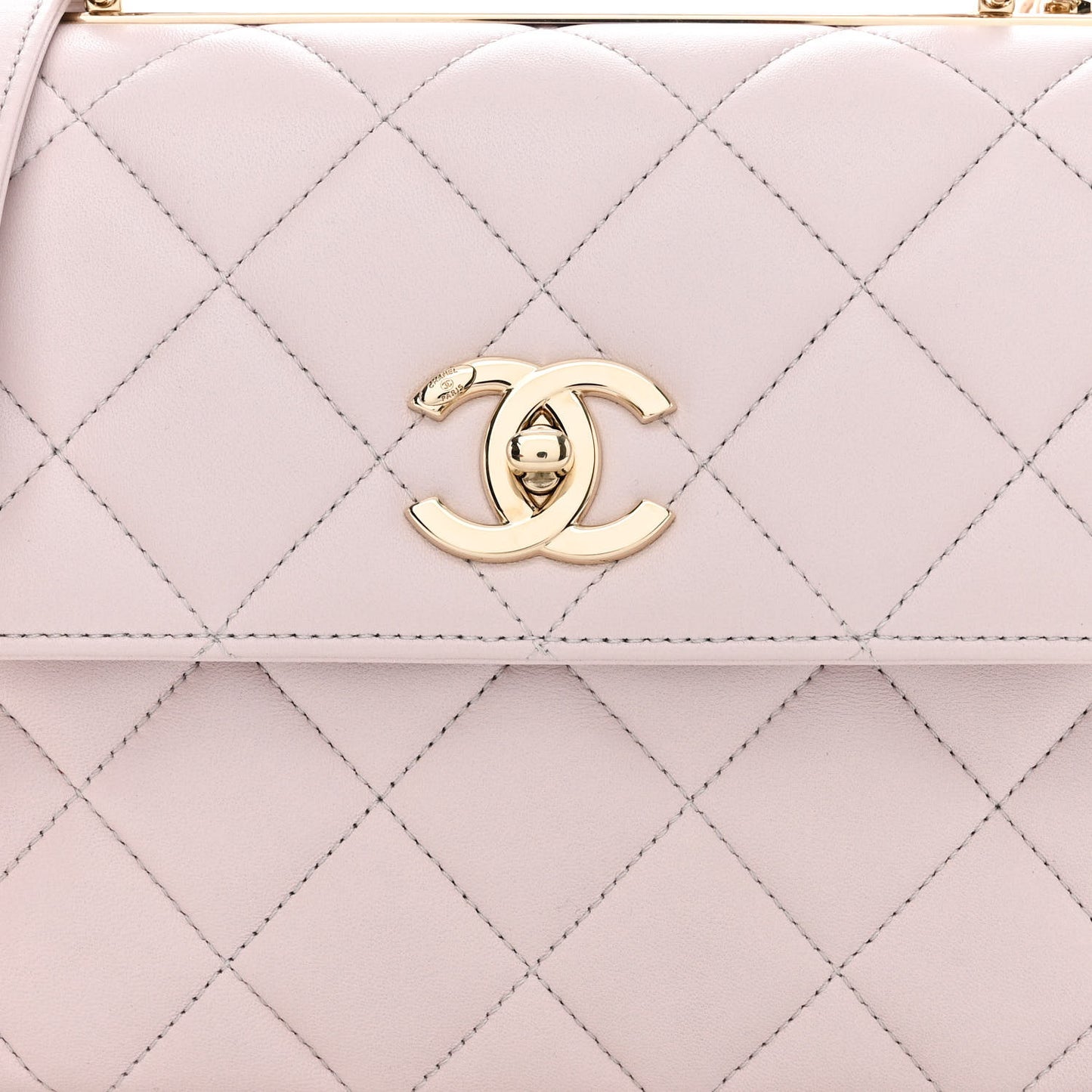 Lambskin Quilted Small Trendy CC Flap Dual Handle Bag Lilas Lilac