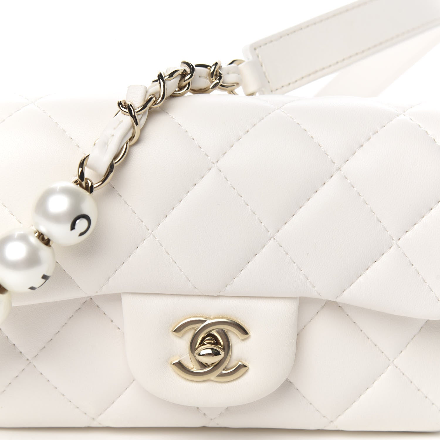 Chanel Lambskin Quilted Mini My Precious Waist Bag White 9 of 10