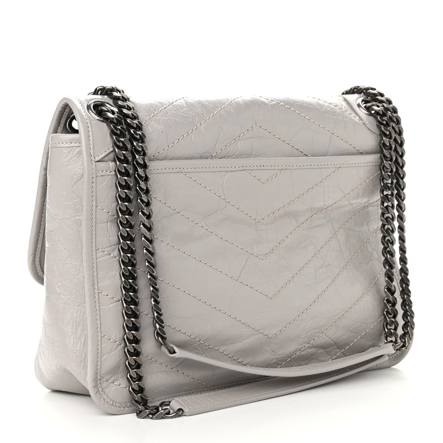 Saint Laurent Crinkled Calfskin Matelasse Monogram Medium Niki Chain Satchel Ivory 3 of 8