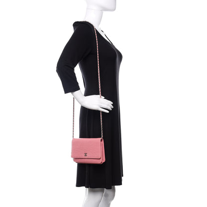 Chanel Lambskin Camellia Embossed Wallet On Chain WOC Pink 2 of 12