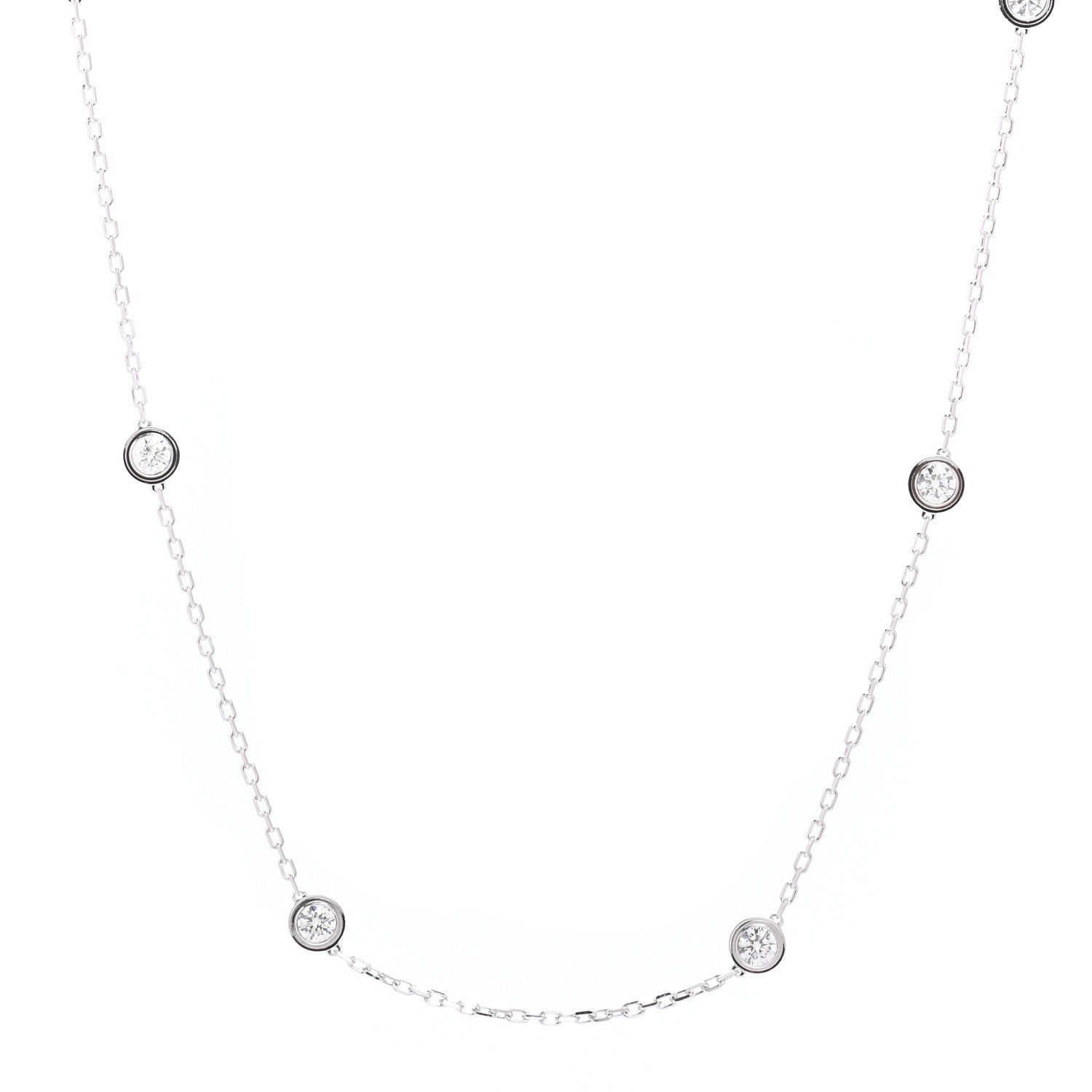 Cartier 18K White Gold 8 Diamond D'Amour Station Necklace 1 of 4
